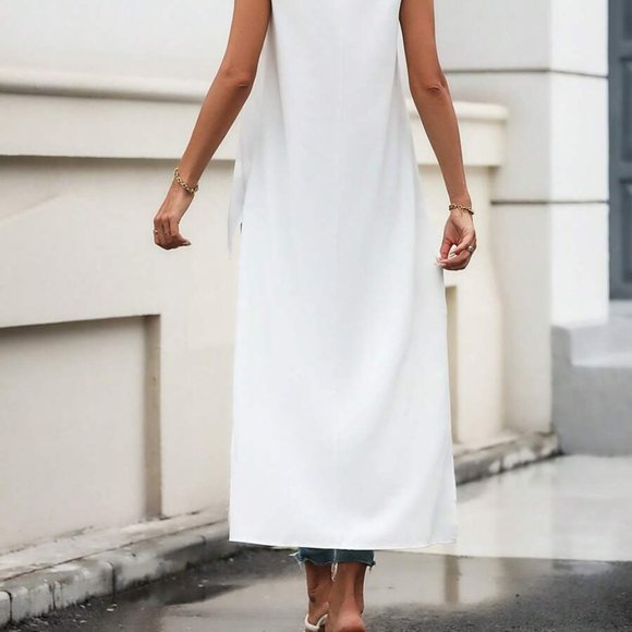 White Figure Graphic High Low Hem Sleeveless Top - Picture 4 of 5
